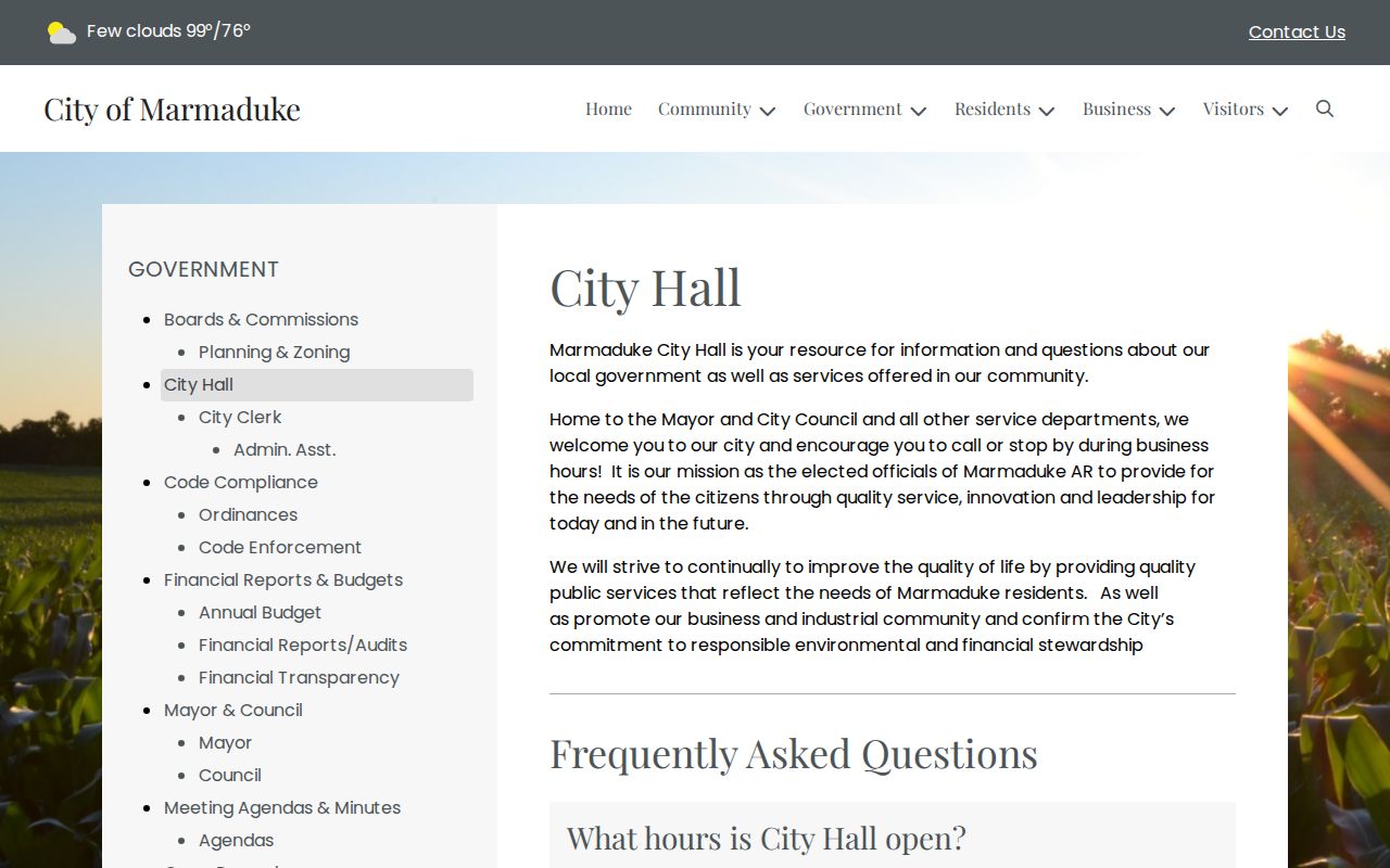 Marmaduke warrant records City Hall contact route