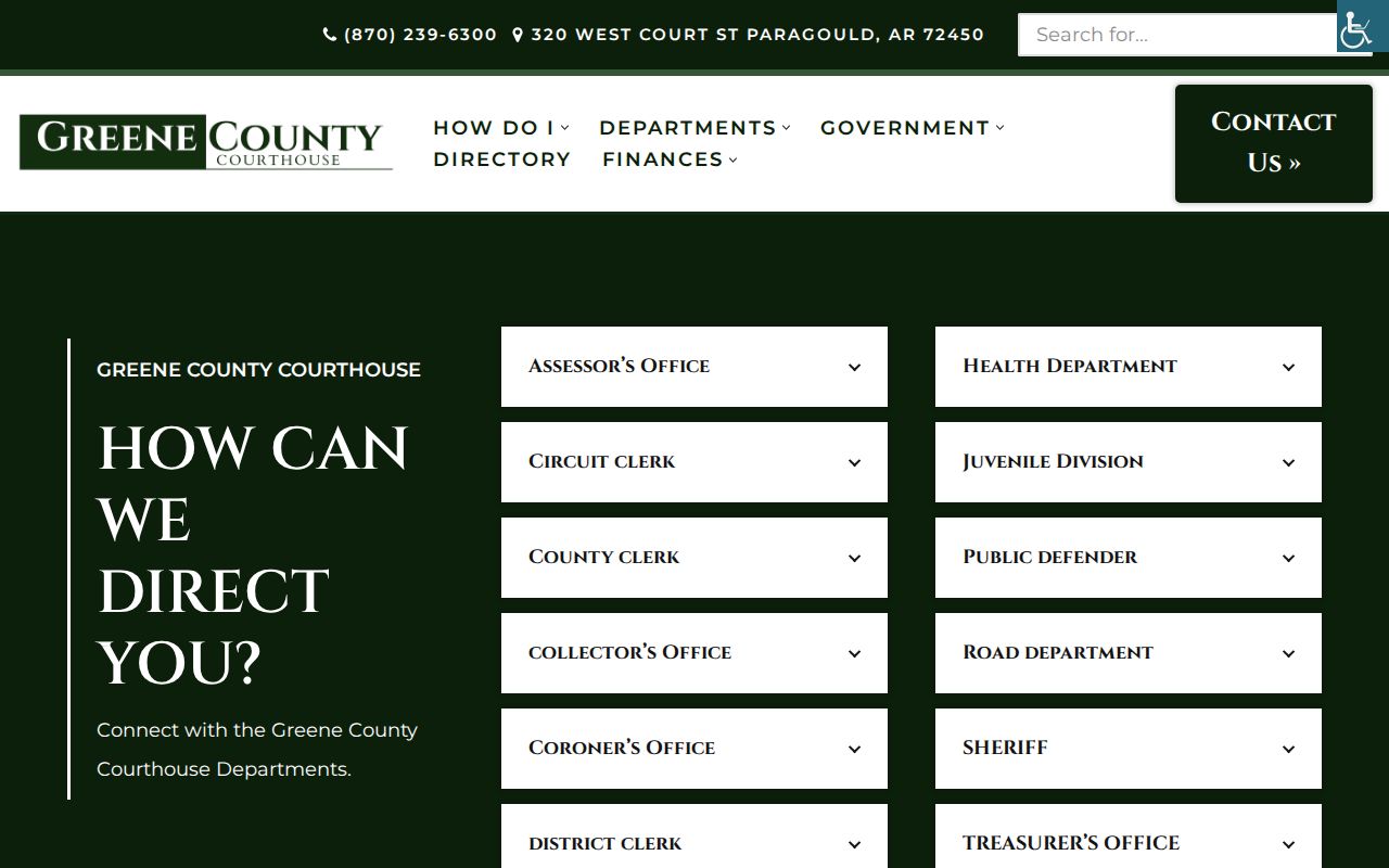 Official Greene County courthouse directory with clerk and sheriff contacts