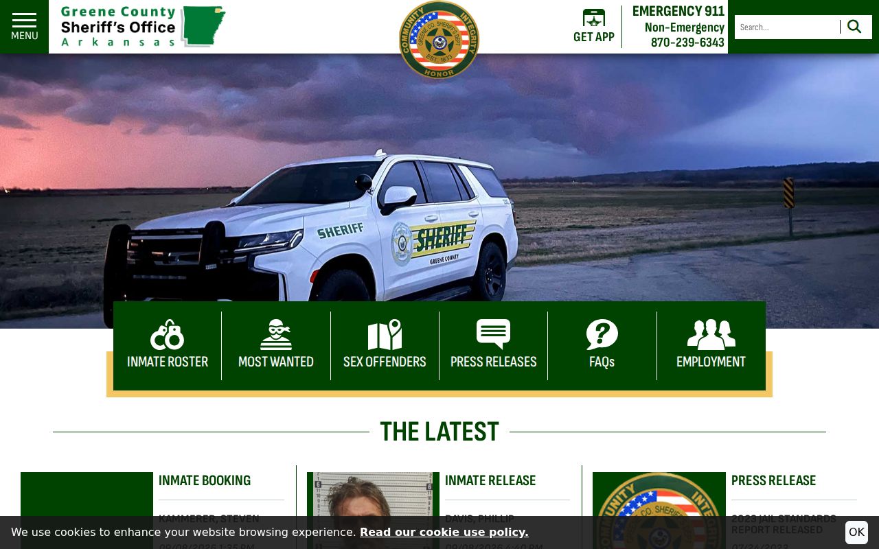 Greene County active warrants sheriff homepage disclaimer